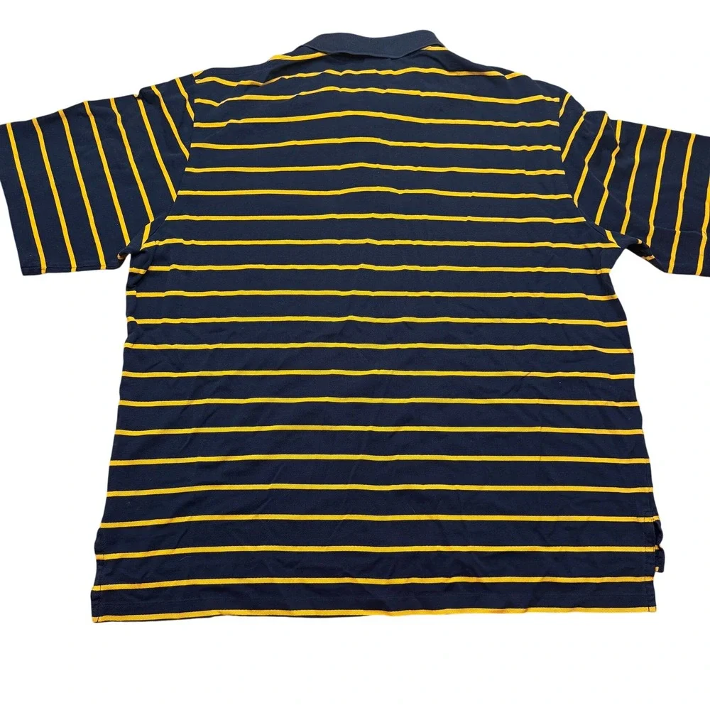 Polo Ralph Lauren Polo Shirt Mens XL Navy Yellow Excellent Striped Pima Cotton